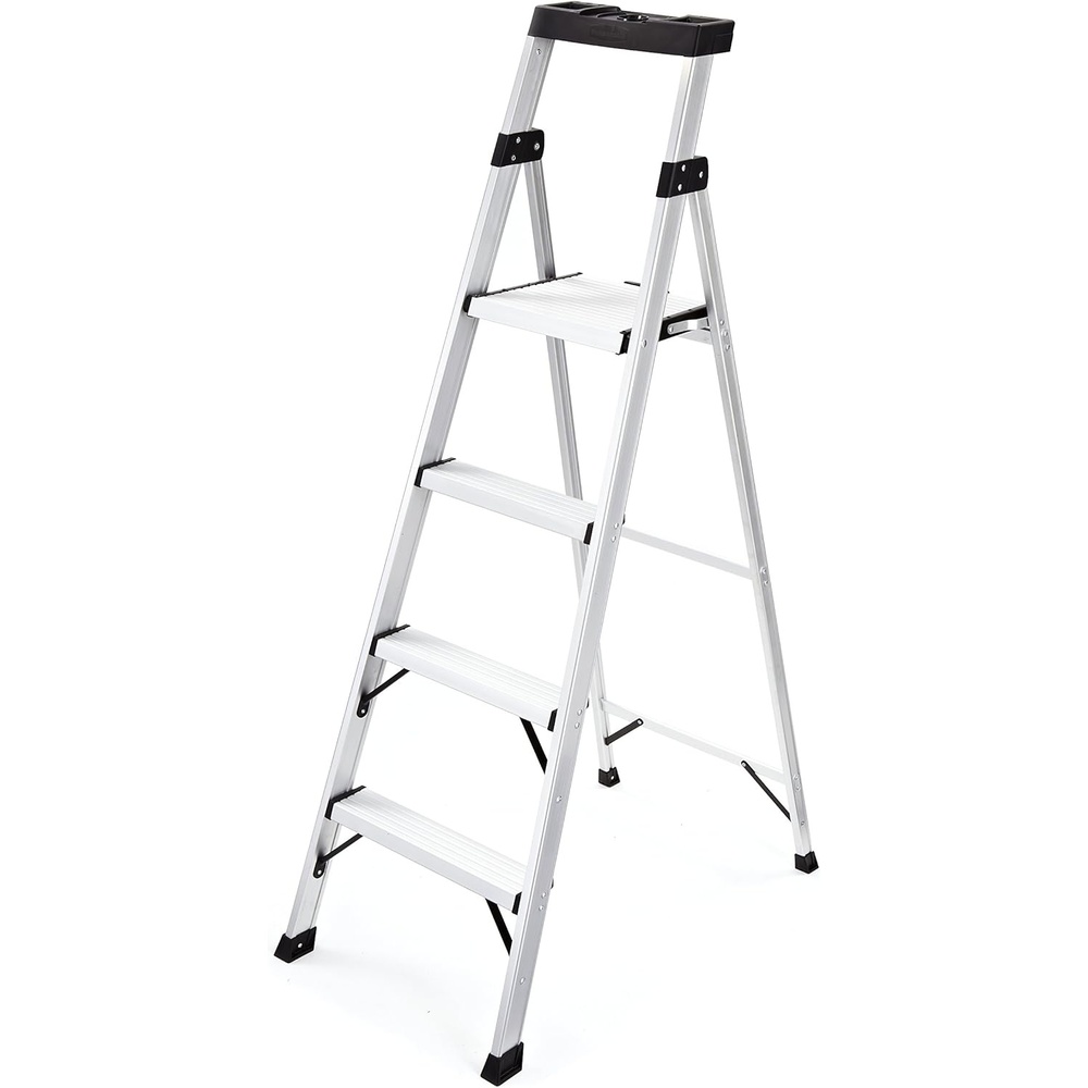 image:imageRubbermaid 3Step Ladder Aluminum Lightweight Folding Step Stool with Project Top Silver Tested to US Safety Standards No Assembly RequiredLadder with Project Top