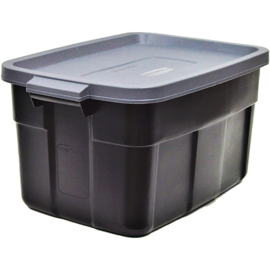 image:imageRubbermaid 6Pack Heavy Duty Durable 3 GAL Totes for Storage with Snap Lids and Handles Plastic Storage Bins Stackable Black Gray for Home and Garage 3 GAL 6 Pack Solid Black and Grey31 Gal 3 Pack