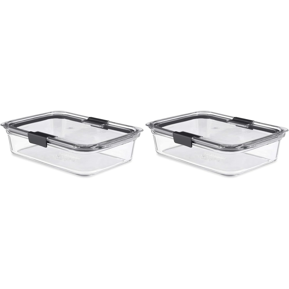 image:imageRubbermaid Brilliance Glass Food Storage Container 8Cup Food Container with Lid 2 Pieces Total BPA Free and Leak ProofSet of 1 8Cup Pack of 2