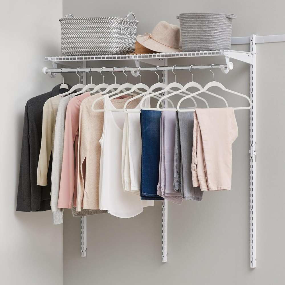image:imageRubbermaid Configurations Custom Closet Kit 24 Ft Adjustable Metal Wire Shelving White Finish Expandable Organization System Hardware Included for Home ClosetPantryLaundryMudroomWhite
