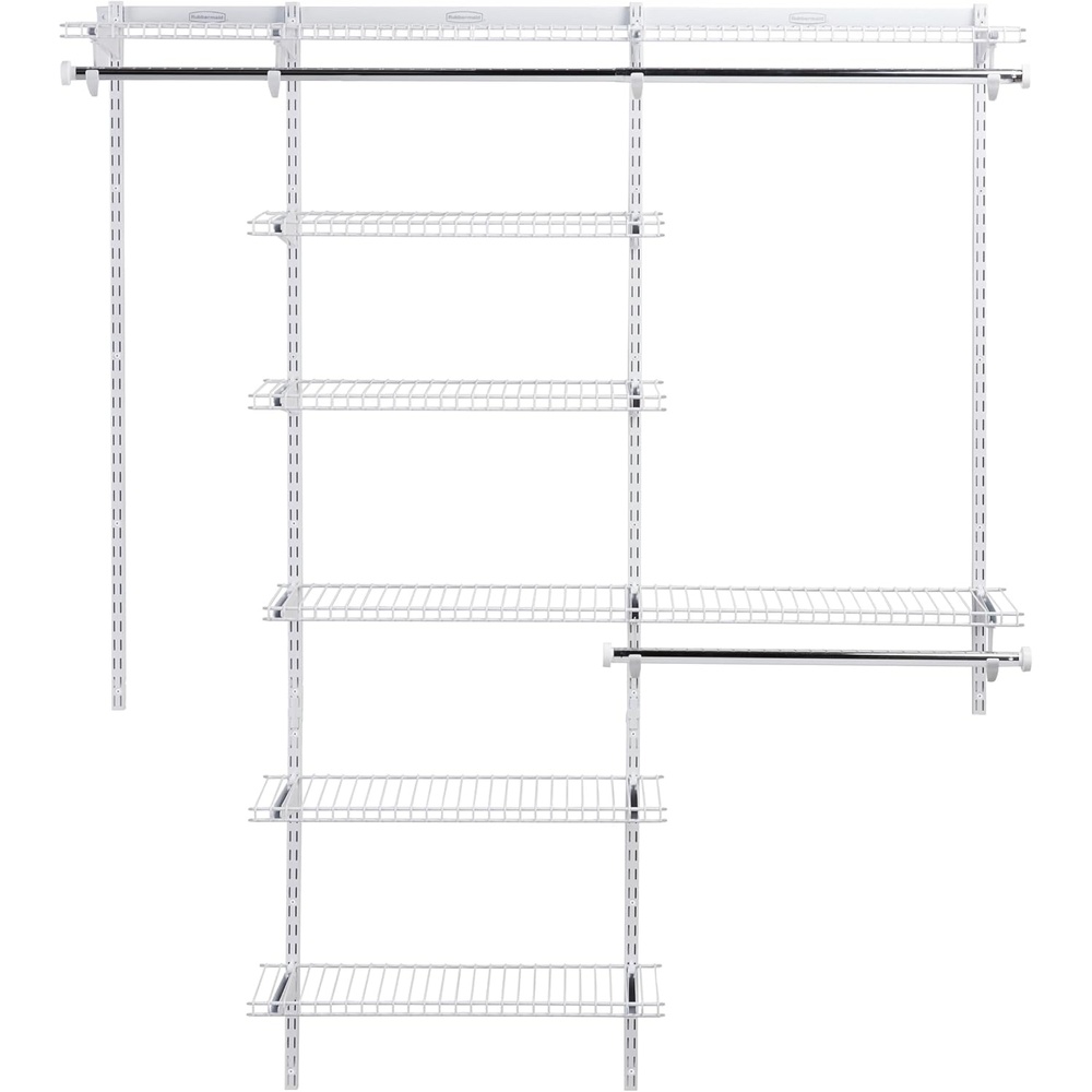 image:imageRubbermaid Configurations Deluxe Custom Closet Kit 36 Ft Adjustable Metal Wire Shelving Titanium Finish Expandable Organization System Hardware Included for Home ClosetPantryLaundryMudroomWhite