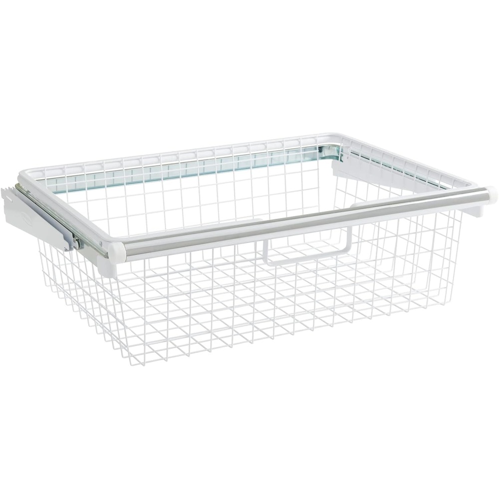 image:imageRubbermaid Configurations Sliding Basket for Closet Drawer Organization White Sturdy Slide Out Basket for HomeLaundryBathroomMudroomPantryLinen Closet