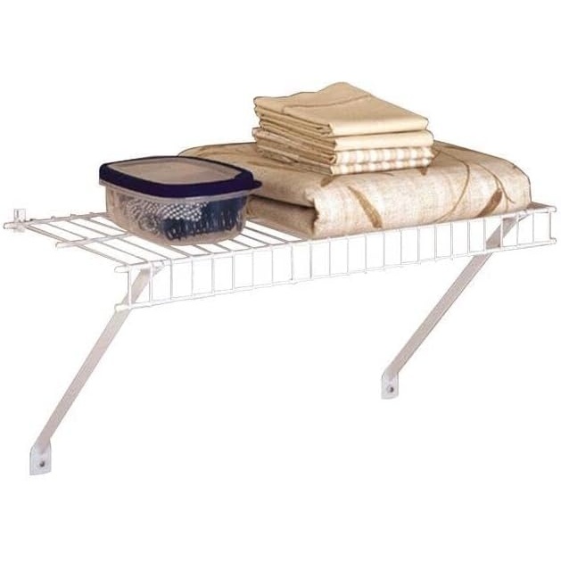 image:imageRubbermaid Direct Wall Mount Closet Shelf 6 Ft Wide Mounting Hardware Kit Included White Wire Shelving Organizer System for HomeLaundryBathroomMudroomPantryLinen Closet2 Length