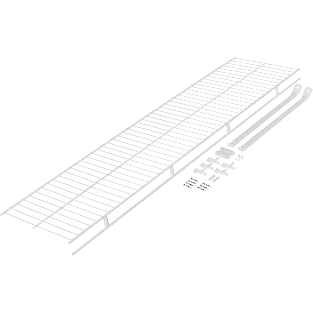 image:imageRubbermaid Direct Wall Mount Closet Shelf 6 Ft Wide Mounting Hardware Kit Included White Wire Shelving Organizer System for HomeLaundryBathroomMudroomPantryLinen Closet4 Length