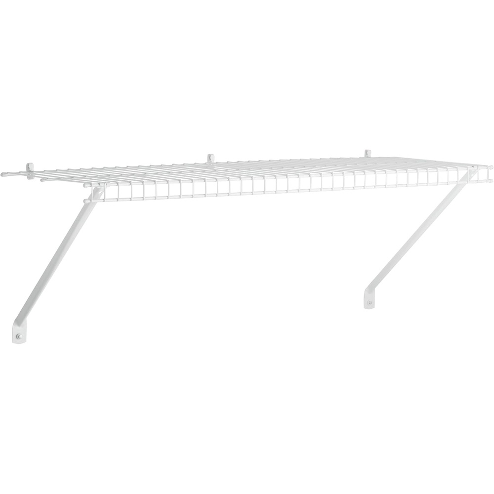 image:imageRubbermaid Direct Wall Mount Closet Shelf 6 Ft Wide Mounting Hardware Kit Included White Wire Shelving Organizer System for HomeLaundryBathroomMudroomPantryLinen Closet3 Length