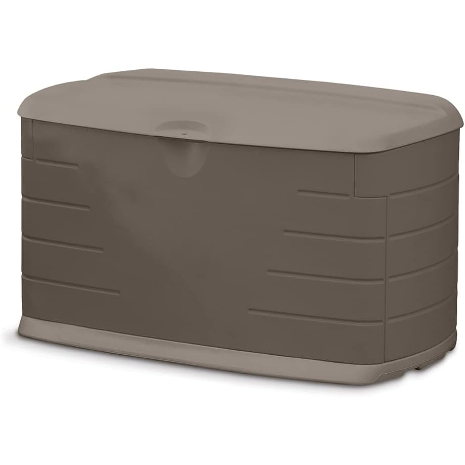 image:imageRubbermaid Extra Large Resin Outdoor Storage Deck Box with Seat 120 Gal Weather Resistant Brown Deck Organization for HomeBackyardPool ChemicalsToysGarden ToolsPorchPatio CushionsMedium