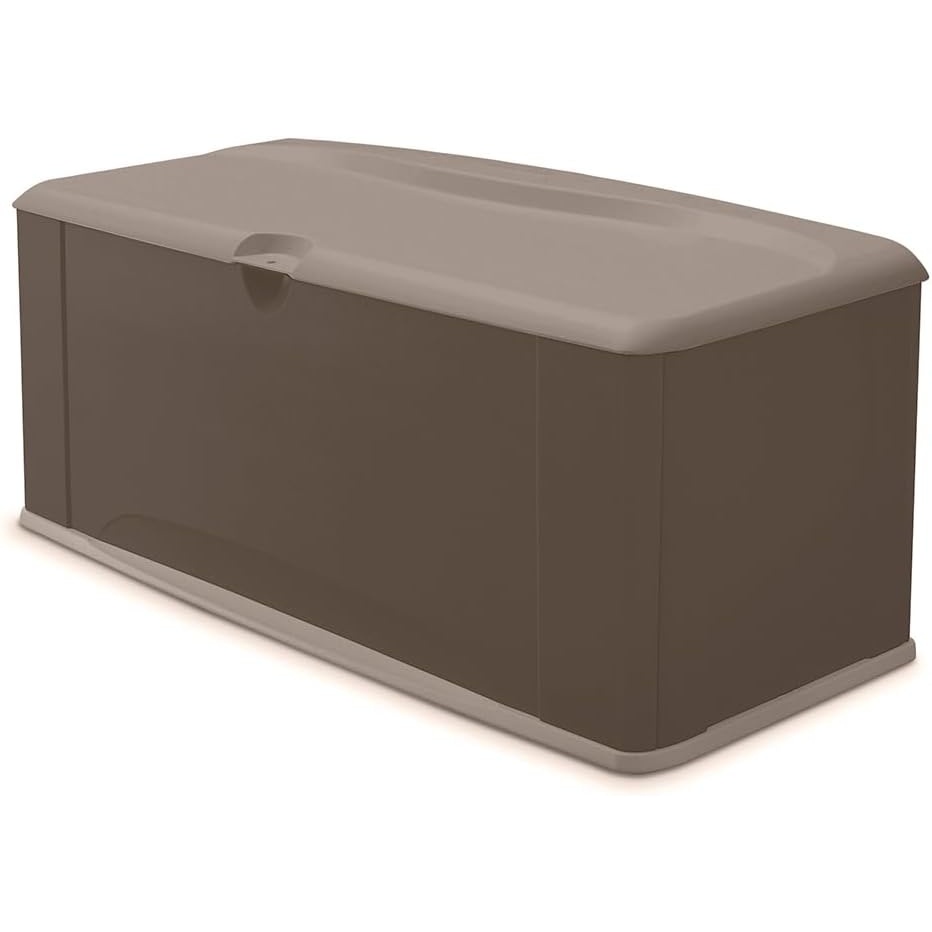 image:imageRubbermaid Extra Large Resin Outdoor Storage Deck Box with Seat 120 Gal Weather Resistant Brown Deck Organization for HomeBackyardPool ChemicalsToysGarden ToolsPorchPatio CushionsExtra Large