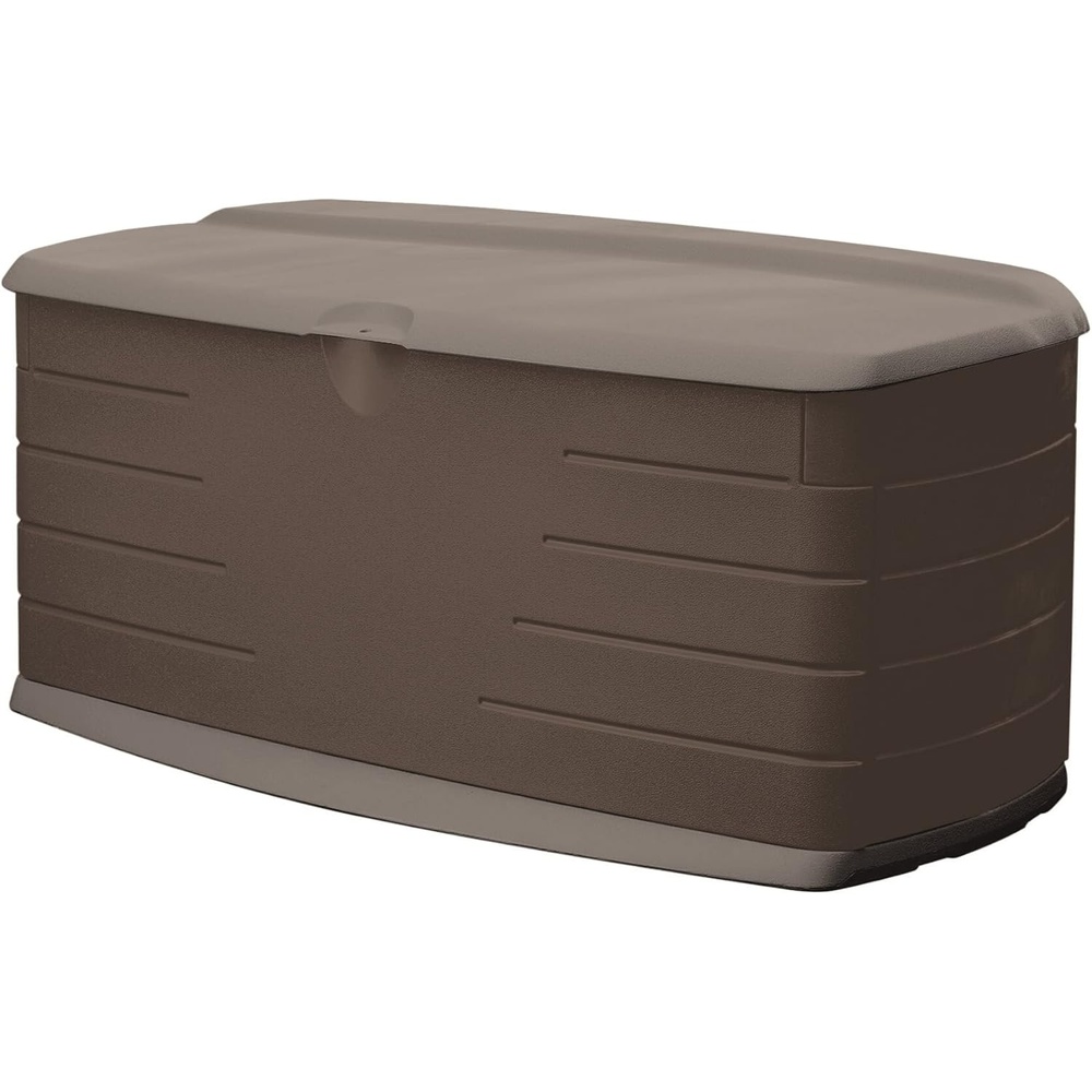 image:imageRubbermaid Extra Large Resin Outdoor Storage Deck Box with Seat 120 Gal Weather Resistant Brown Deck Organization for HomeBackyardPool ChemicalsToysGarden ToolsPorchPatio CushionsLarge