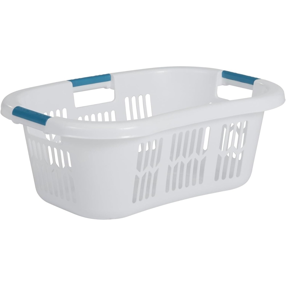 image:imageRubbermaid Large HipHugger Laundry BasketHamper 15Bushel White Stackable Storage BinOrganizer for BathroomBedroomDormHome15 Bushel