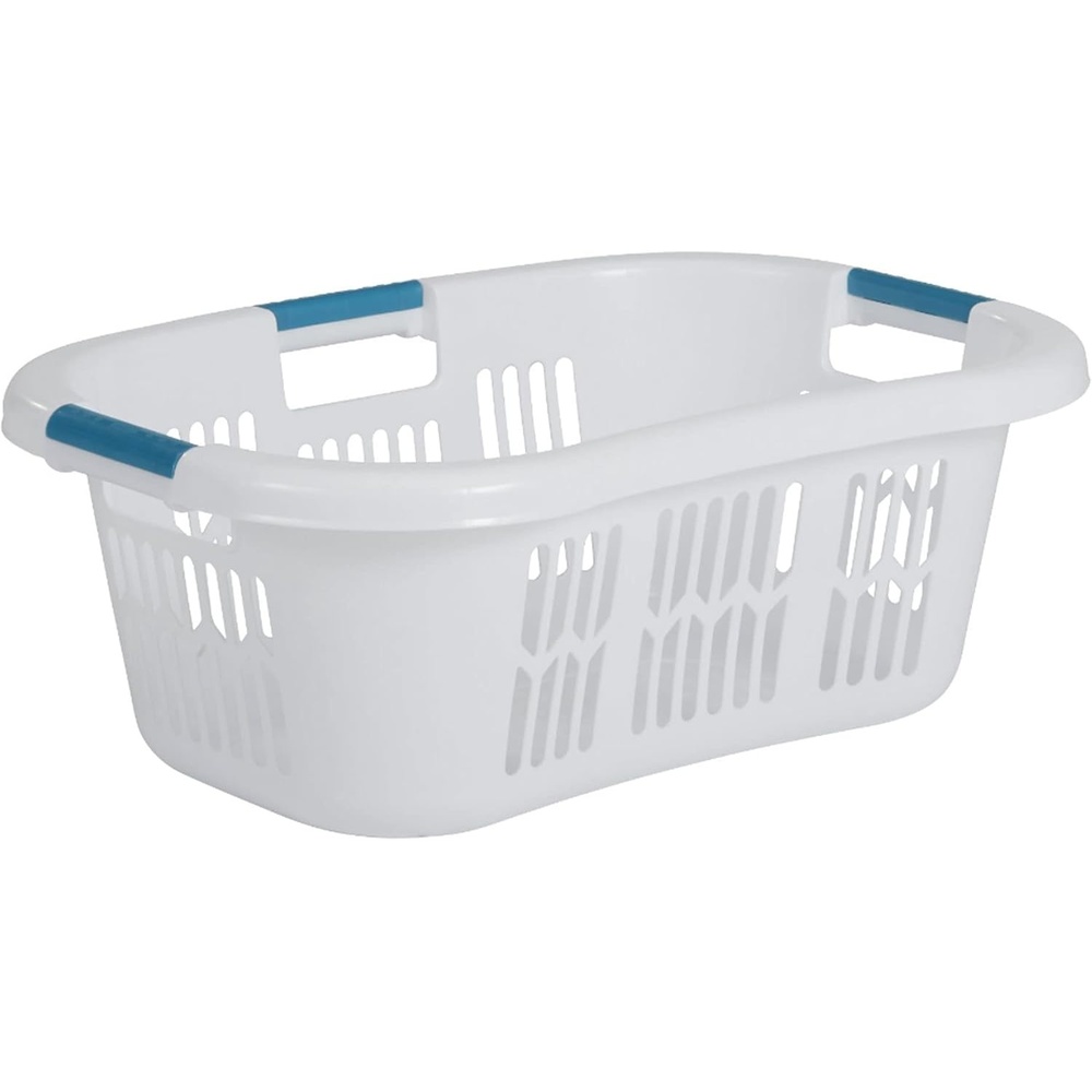 image:imageRubbermaid Large HipHugger Laundry BasketHamper 15Bushel White Stackable Storage BinOrganizer for BathroomBedroomDormHome21 Bushel