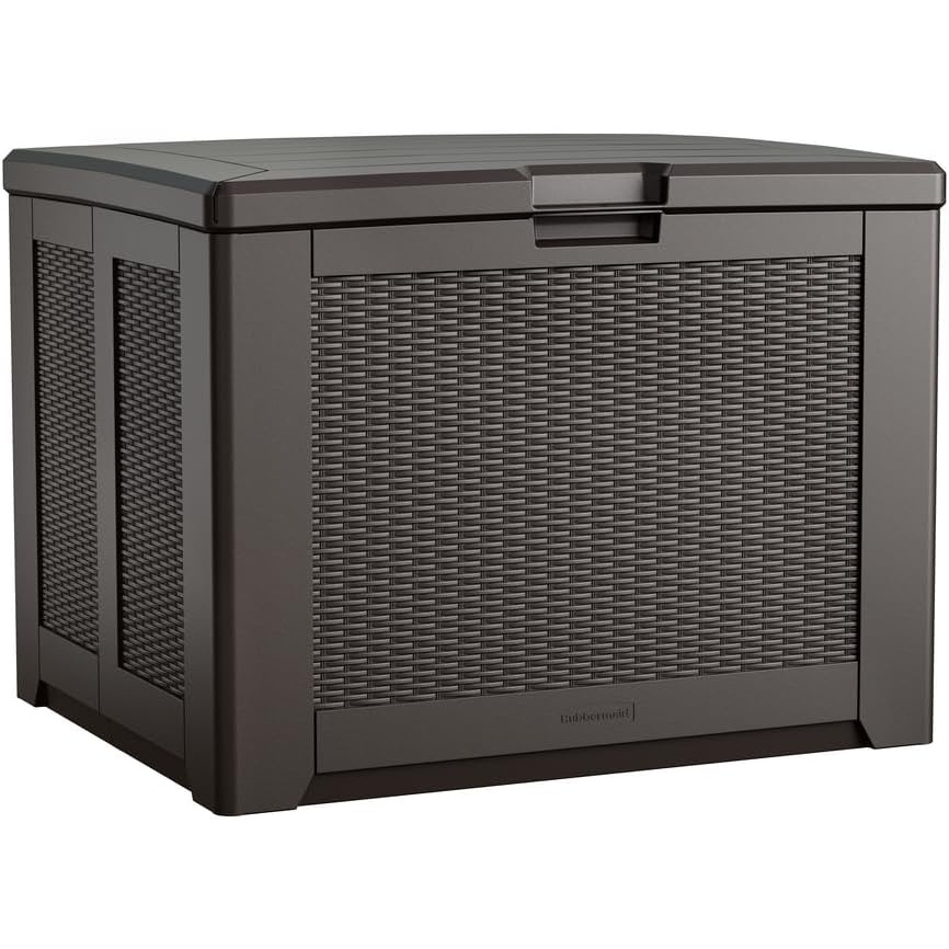 image:imageRubbermaid Medium Resin Outdoor Storage Deck Box 74 Gal Weather Resistant Gray Deck Organization for HomeBackyardPool ChemicalsToysGarden ToolsPorchPatio CushionsBrown