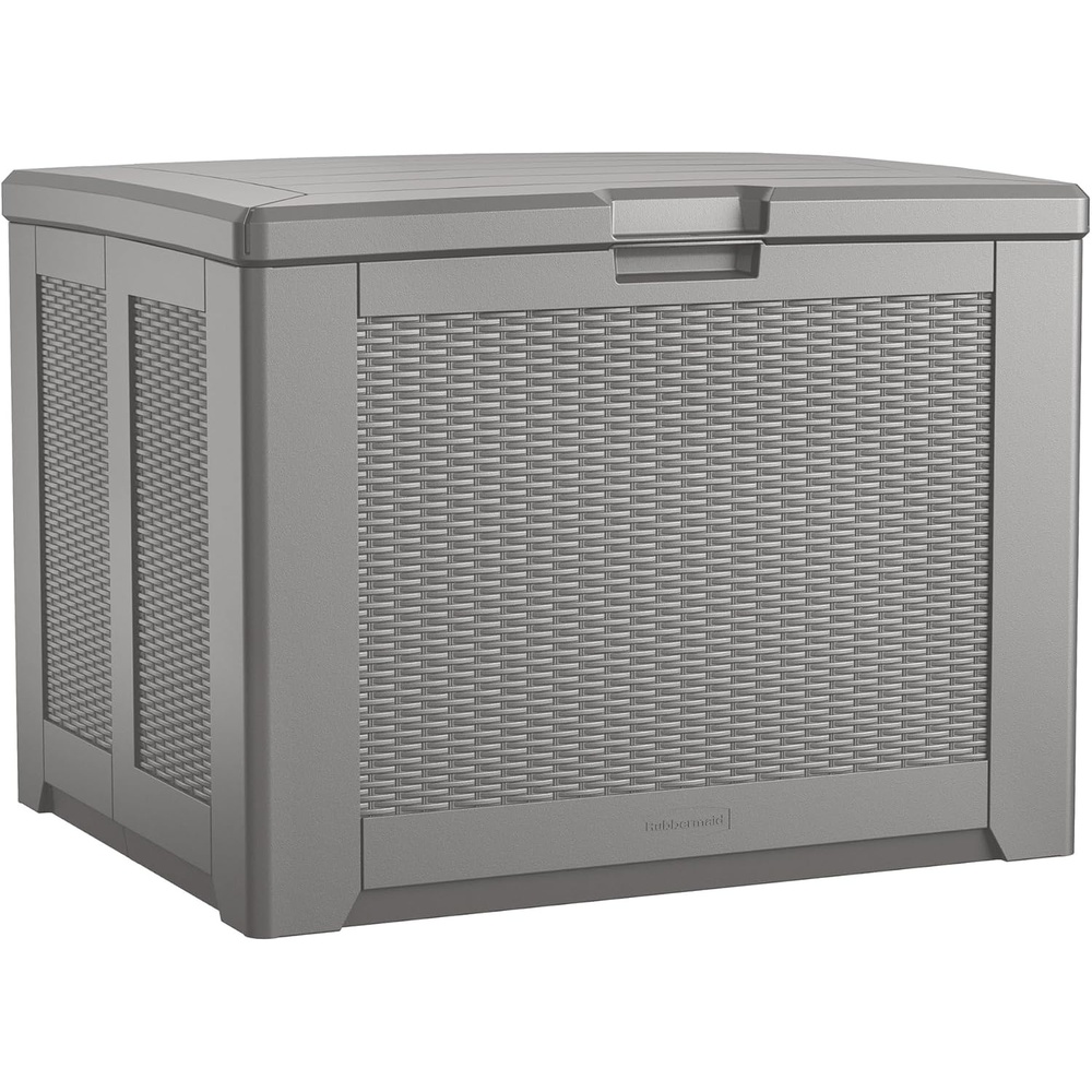 image:imageRubbermaid Medium Resin Outdoor Storage Deck Box 74 Gal Weather Resistant Gray Deck Organization for HomeBackyardPool ChemicalsToysGarden ToolsPorchPatio CushionsGray