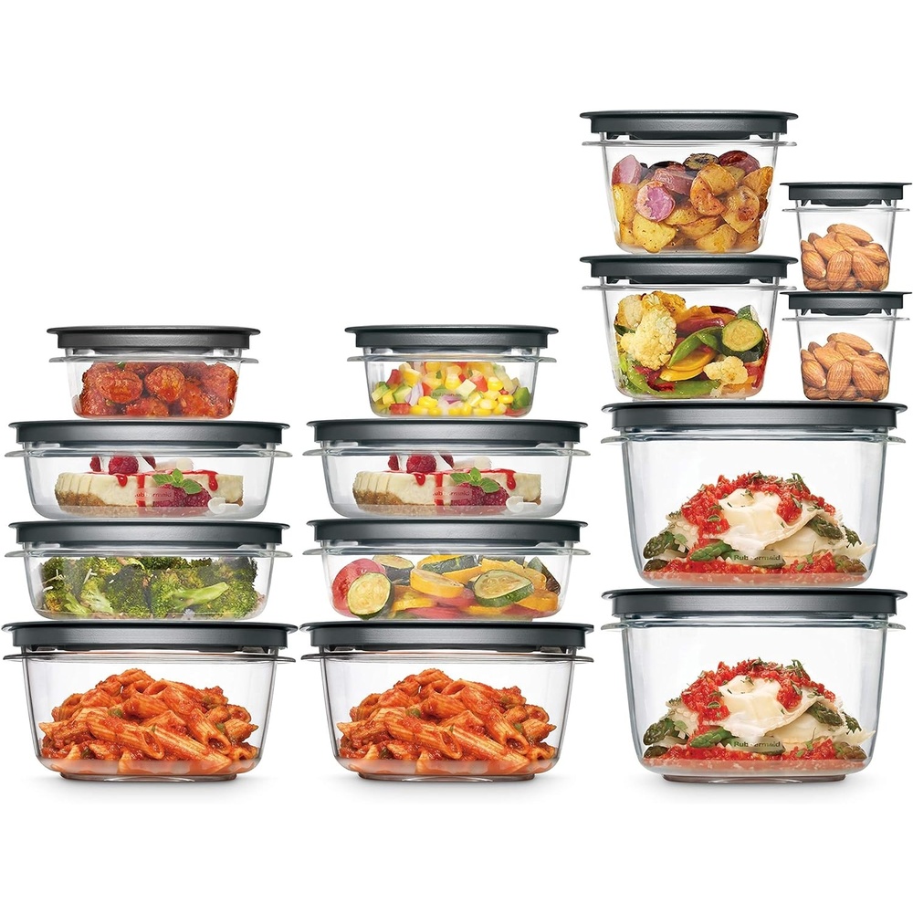 image:imageRubbermaid Premier Food Storage Container 10 Piece Set Grey BPAFree Microwave amp Dishwasher Safe28Piece