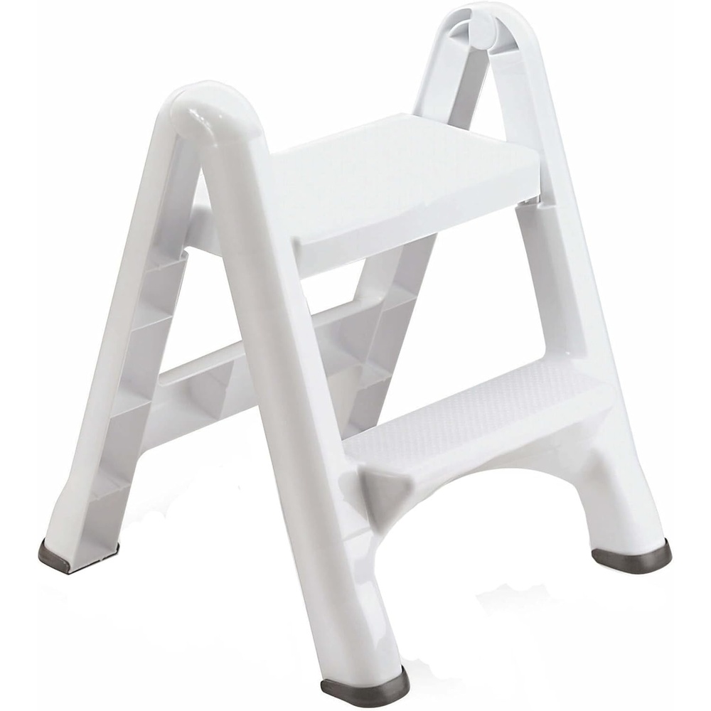image:imageRubbermaid TwoStep Folding Foot Stool 14Inch High Gray 300Pound Capacity Small Step Stool for AdultsKids for Use in LibraryKitchenBathroomGarageClosetWhite