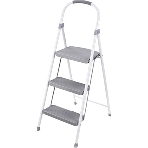 Rubbermaid 1-Step Steel Ladder, Folding Step Stool with Hand Grip and Traction Molded Steps, White, Tested to ANSI US Safety Standards, No Assembly Required(3-Step)