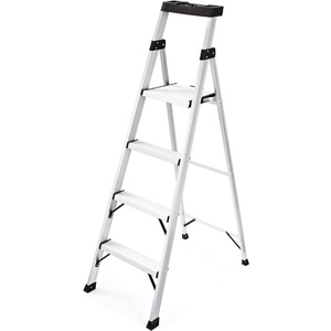 Rubbermaid 3-Step Ladder, Aluminum Lightweight Folding Step Stool with Project Top, Silver, Tested to US Safety Standards, No Assembly Required(Ladder with Project Top)