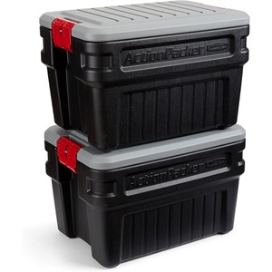 Rubbermaid® ActionPacker®️ 8 Gal Lockable Storage Box Pack of 4, Outdoor, Industrial, Rugged, Grey and Black(24 gal-(Pack of 2))