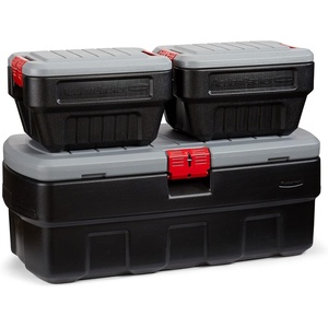 Rubbermaid® ActionPacker®️ 8 Gal Lockable Storage Box Pack of 4, Outdoor, Industrial, Rugged, Grey and Black(48 gal Bundle)