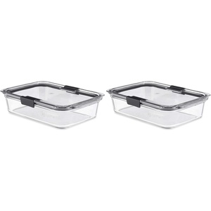 Rubbermaid Brilliance Glass Food Storage Container, 8-Cup Food Container with Lid (2 Pieces Total), BPA Free and Leak Proof(Set of 1 (8-Cup) (Pack of 2))