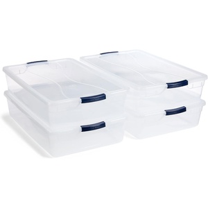 Rubbermaid Cleverstore 74 Qt Clear Storage Bins with Lids and Nesting Tray, 4-Pack, Stackable, BPA-Free, Made in USA(42 Qt – 4 Pack)