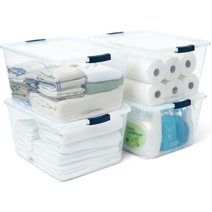 Rubbermaid Cleverstore 74 Qt Clear Storage Bins with Lids and Nesting Tray, 4-Pack, Stackable, BPA-Free, Made in USA(71 Qt – 4 Pack)