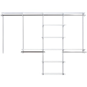 Rubbermaid Configurations Closet Shelves & Hanging Kit (2) 26″ Shelves White Custom Pantry Organizer and Storage/Clothes Rack for Home/Laundry/Bathroom/Mudroom/Pantry/Linen Closet