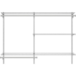 Rubbermaid Configurations Custom Closet Kit 2-4 Ft. Adjustable Metal Wire Shelving White Finish Expandable Organization System Hardware Included for Home Closet/Pantry/Laundry/Mudroom(Titanium)