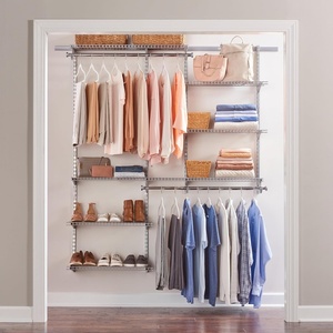 Rubbermaid Configurations Deluxe Custom Closet Kit, 3-6 Ft. Adjustable Metal Wire Shelving, Titanium Finish, Expandable Organization System, Hardware Included, for Home Closet/Pantry/Laundry/Mudroom(Titanium)
