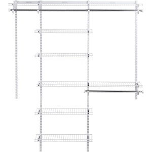 Rubbermaid Configurations Deluxe Custom Closet Kit, 3-6 Ft. Adjustable Metal Wire Shelving, Titanium Finish, Expandable Organization System, Hardware Included, for Home Closet/Pantry/Laundry/Mudroom(White)