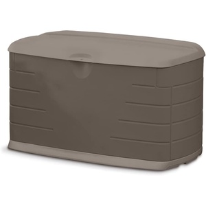 Rubbermaid Extra Large Resin Outdoor Storage Deck Box with Seat (120 Gal), Weather Resistant, Brown, Deck Organization for Home/Backyard/Pool Chemicals/Toys/Garden Tools/Porch/Patio Cushions(Medium)