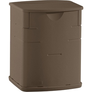 Rubbermaid Small Resin Outdoor Storage Deck Box (19 Gal) Weather Resistant Brown Deck Organization for Home/Small Garden Tools/Grilling Accessories/Pool Supplies